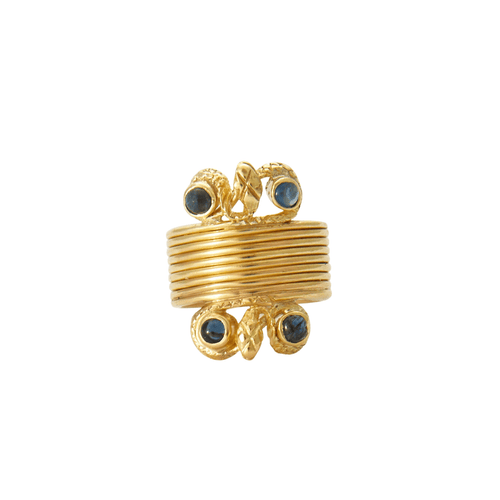 53 Bague serpents en or jaune 18K et saphirs 58 Facettes LOWO03-1