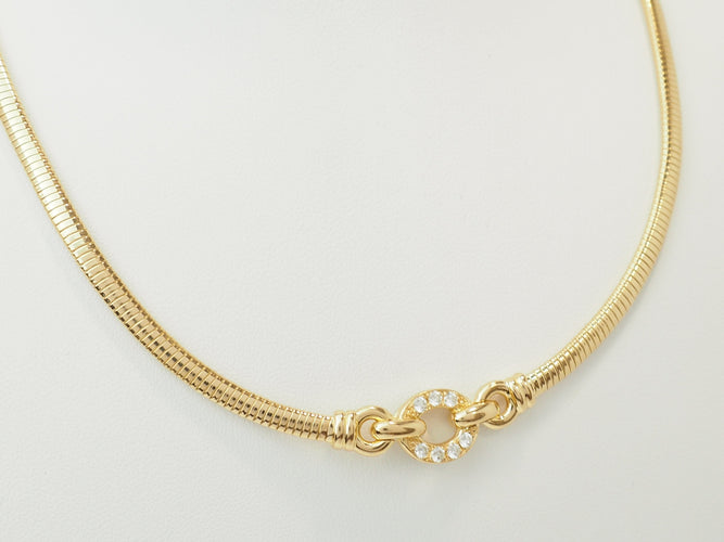 Collier Tubogas - Collier ras-de-cou en or jaune et diamants 58 Facettes 33814