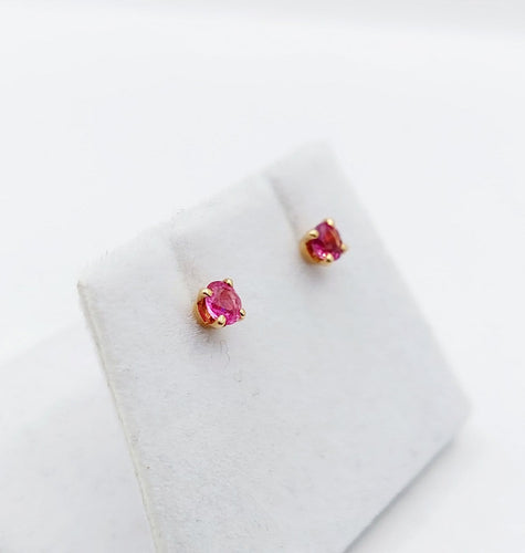Puces d'oreilles vintage en or rose 18k et spinelles roses 58 Facettes A07556