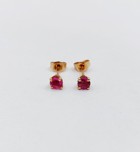 Puces d'oreilles vintage en or rose 18k et spinelles roses 58 Facettes A07556