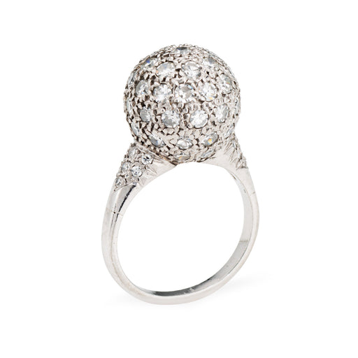 Bague 49 Bague boule pavée de diamants 1 ct en platine 900 - Taille 5 58 Facettes G13455