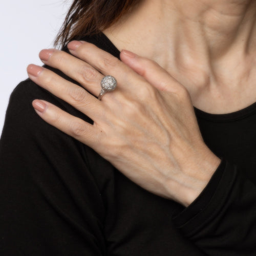 Bague 49 Bague boule pavée de diamants 1 ct en platine 900 - Taille 5 58 Facettes G13455