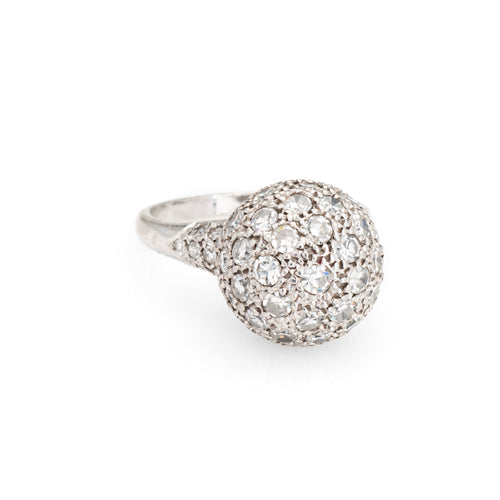 Bague 49 Bague boule pavée de diamants 1 ct en platine 900 - Taille 5 58 Facettes G13455