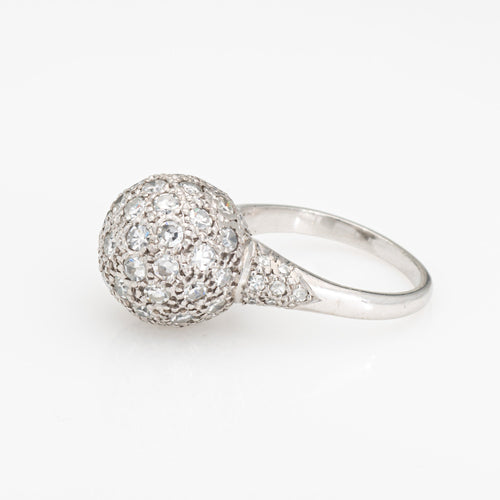 Bague 49 Bague boule pavée de diamants 1 ct en platine 900 - Taille 5 58 Facettes G13455