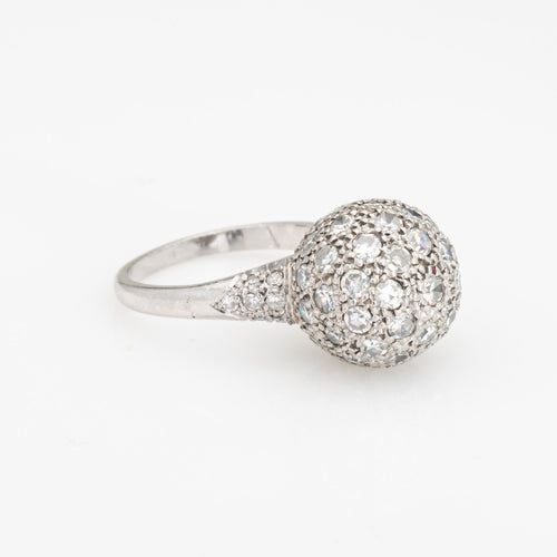 Bague 49 Bague boule pavée de diamants 1 ct en platine 900 - Taille 5 58 Facettes G13455