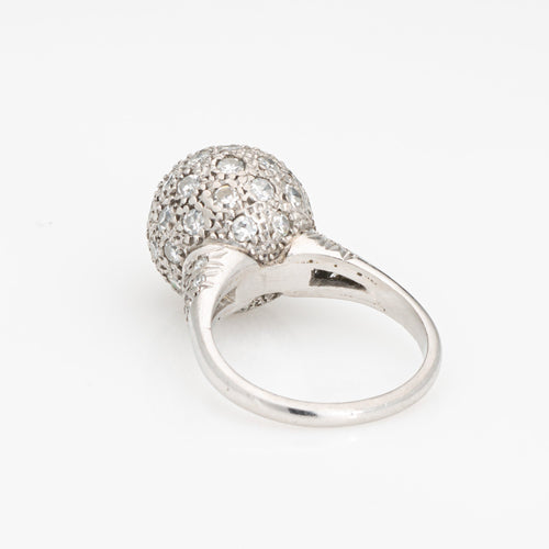 Bague 49 Bague boule pavée de diamants 1 ct en platine 900 - Taille 5 58 Facettes G13455