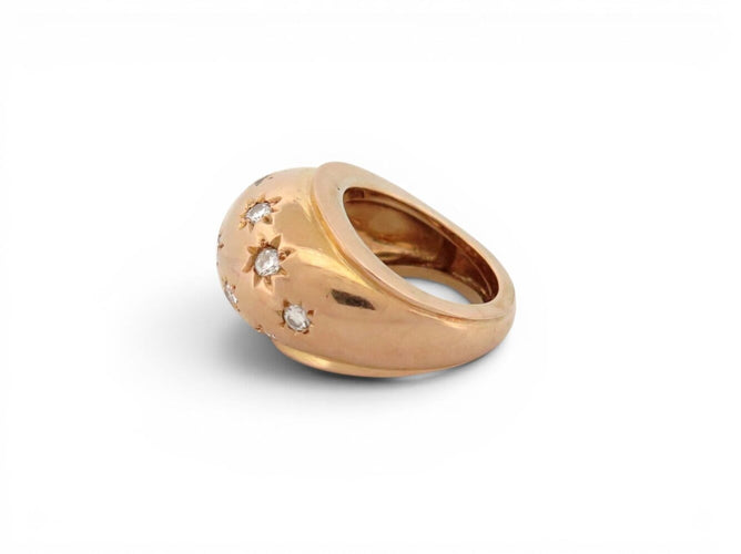 43 Bague dôme en or jaune 18K et diamants 58 Facettes 273983