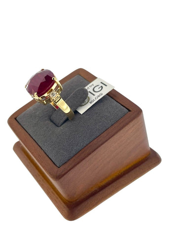 55 Bague cocktail IGI en or jaune, rubis et diamants 58 Facettes A2088