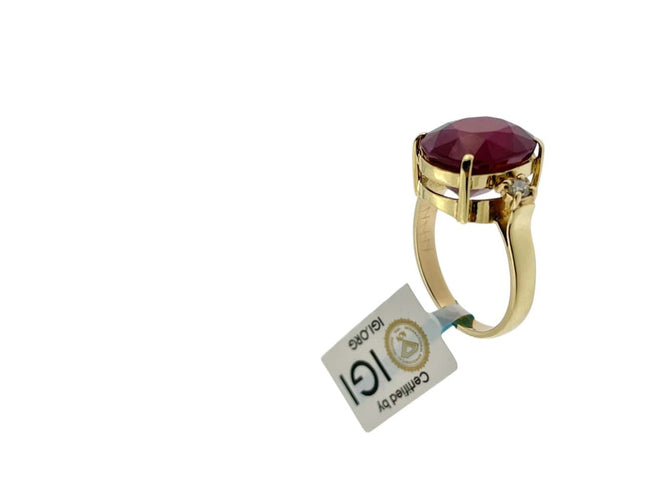 55 Bague cocktail IGI en or jaune, rubis et diamants 58 Facettes A2088