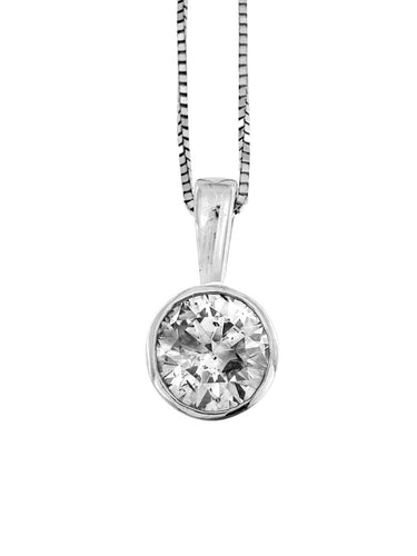 Binder - Collier solitaire en or blanc 14 carats et diamant 1,25 ct 58 Facettes C1594