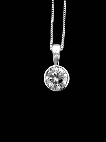 Binder - Collier solitaire en or blanc 14 carats et diamant 1,25 ct 58 Facettes C1594
