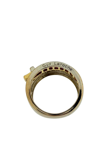 53 Guy Laroche - Bague ceinture en or jaune et blanc, diamants et rubis 58 Facettes A2095