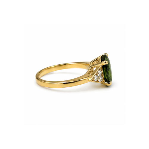 53 Bague saphir vert 2,58 carats et diamants en or rose 58 Facettes