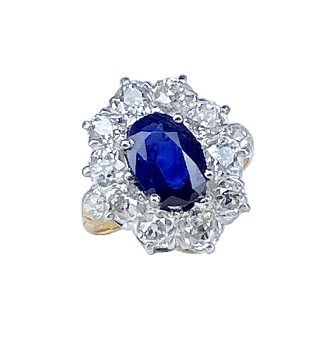 50 Bague marguerite en or 18 carats, saphir et diamants 58 Facettes AB735
