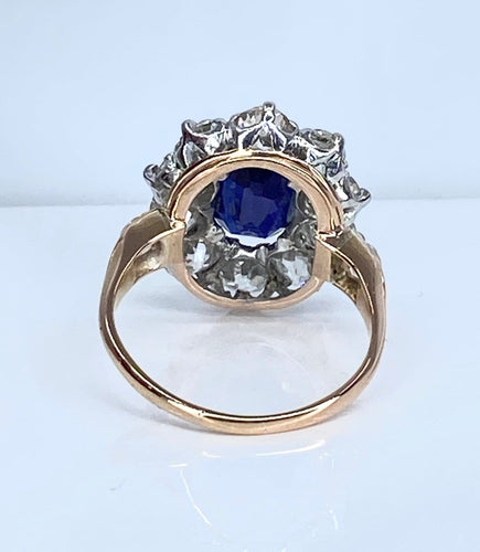 50 Bague marguerite en or 18 carats, saphir et diamants 58 Facettes AB735