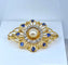 Broche en or jaune avec saphirs, diamants et perle 58 Facettes AB736