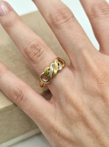 Bague 51 Bague Infinity en or blanc et jaune 18 ct 58 Facettes CV-089
