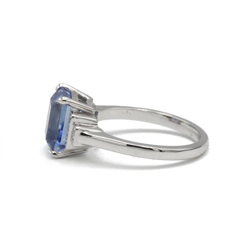 54 Bague en platine, diamants et saphir Ceylan non chauffé 3,50 ct 58 Facettes SA028