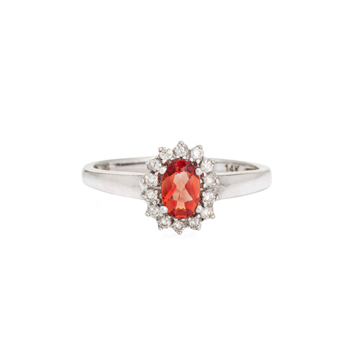 Bague 54 Bague citrine orange et diamants en or blanc 14k, tour de doigt 54 58 Facettes G13476