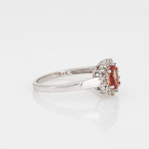 Bague 54 Bague citrine orange et diamants en or blanc 14k, tour de doigt 54 58 Facettes G13476