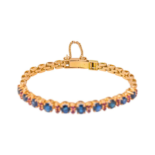 Bracelet en or rose et jaune avec saphirs et rubis 58 Facettes 4776474CN