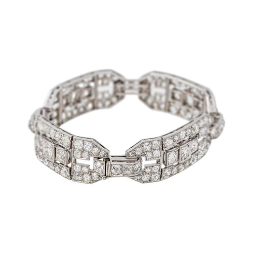 Art déco - Bracelet en or blanc, platine et diamants 58 Facettes 5078482CN
