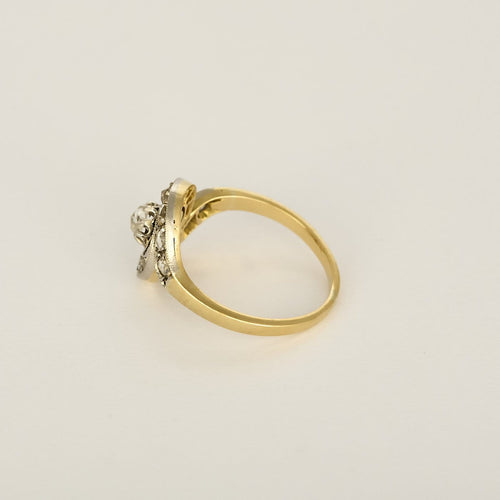 54 Bague Volute en or jaune, or gris et diamants taille rose 58 Facettes GoldenL-2