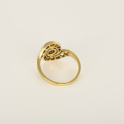 54 Bague Volute en or jaune, or gris et diamants taille rose 58 Facettes GoldenL-2