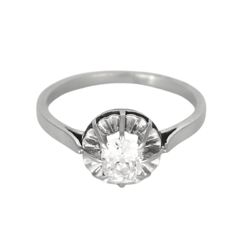 54 Bague solitaire en or gris et diamant taille ancienne 0,70 ct 58 Facettes GoldenL-3