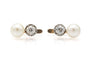 Boucles d'oreilles anciennes en or jaune, platine, diamants et perles 58 Facettes 13474