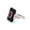 Bague 48 Bague cocktail Art déco en platine 900, rubis, onyx et diamants 58 Facettes G13439