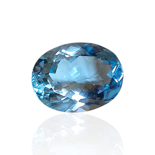 Topaze bleue du Brésil - Pierre ovale mixte 12,03 ct 58 Facettes #26-128-TPBLOV