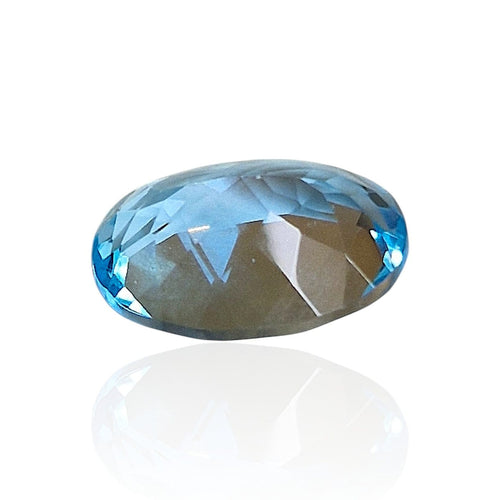 Topaze bleue du Brésil - Pierre ovale mixte 12,03 ct 58 Facettes #26-128-TPBLOV