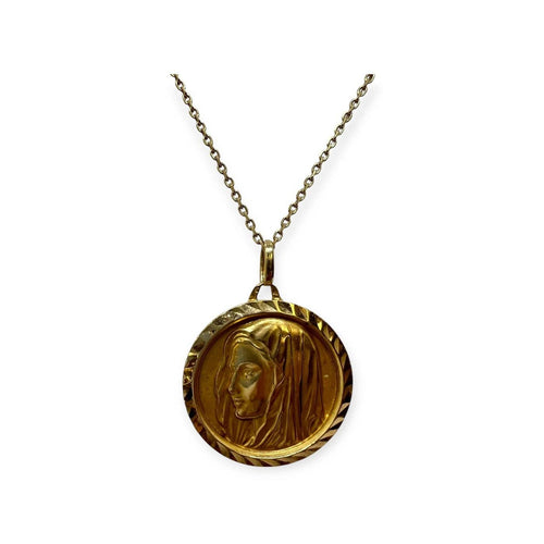Pendentif médaille Vierge de profil en or jaune 58 Facettes 330096927
