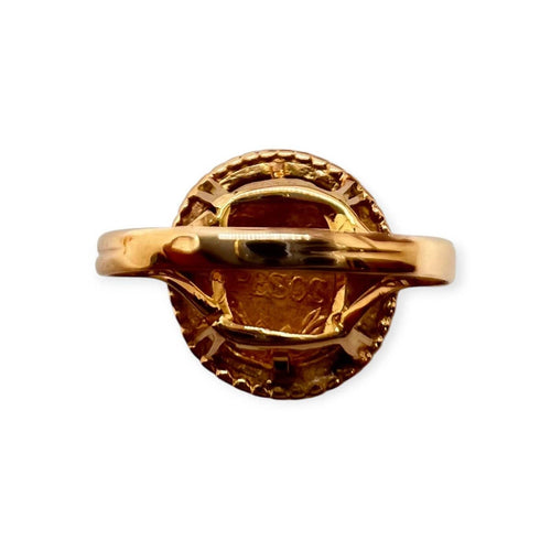 52 Bague pièce 2 pesos Mexique 1945 en or jaune 58 Facettes 330097674