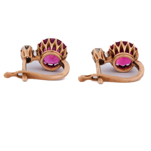 Boucles d'oreilles Boucles d'oreilles en or jaune 18 ct, rubis et diamants 58 Facettes OR253 '(0939)