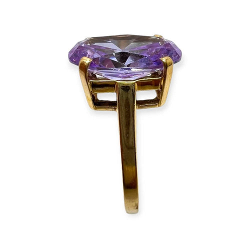 58 Bague en or jaune 750 avec pierre type améthyste 58 Facettes 330098926