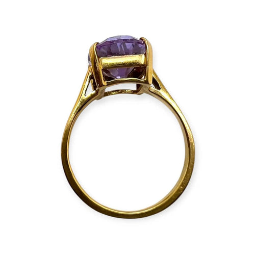 58 Bague en or jaune 750 avec pierre type améthyste 58 Facettes 330098926
