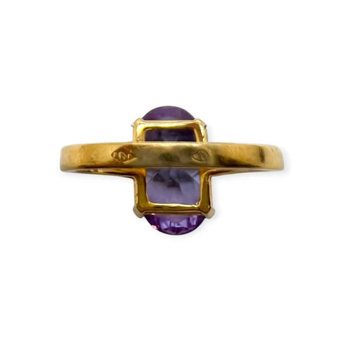 58 Bague en or jaune 750 avec pierre type améthyste 58 Facettes 330098926