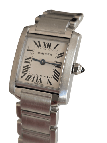 Montre Cartier Tank Française - Montre en acier inoxydable 58 Facettes 1