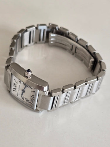 Montre Cartier Tank Française - Montre en acier inoxydable 58 Facettes 1