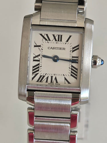 Montre Cartier Tank Française - Montre en acier inoxydable 58 Facettes 1
