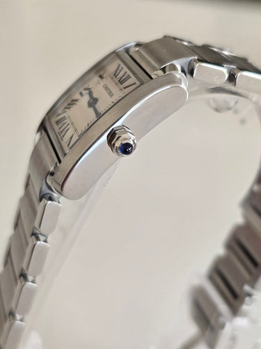 Montre Cartier Tank Française - Montre en acier inoxydable 58 Facettes 1