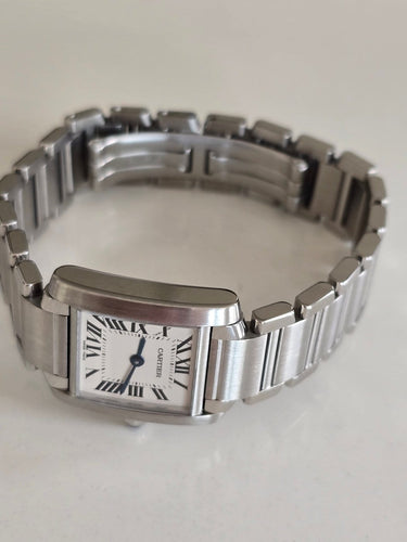 Montre Cartier Tank Française - Montre en acier inoxydable 58 Facettes 1