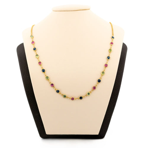 Collier vintage en or jaune 18k, péridots, rubis et saphirs 58 Facettes A88D477A9A6345D7AF89296001F8C42A