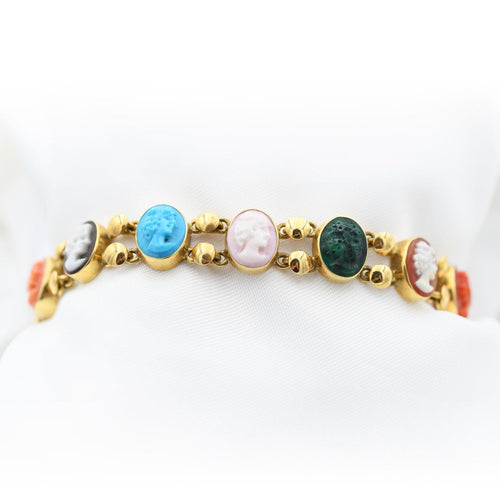 Bracelet vintage en or 18 carats avec camées et pierres dures 58 Facettes 113T20_M