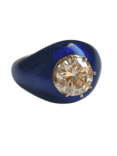 50 Bague pinky en or jaune, émail et diamant 58 Facettes CV-095