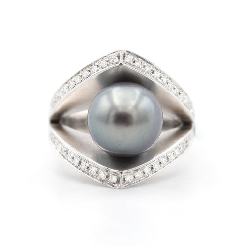 60 Salvini - Bague en or blanc, perle de Tahiti et diamants 58 Facettes 396T20_M