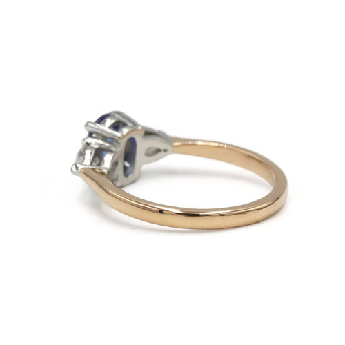 54 Bague en or 750, diamants et saphir Ceylan non chauffé 58 Facettes SA069