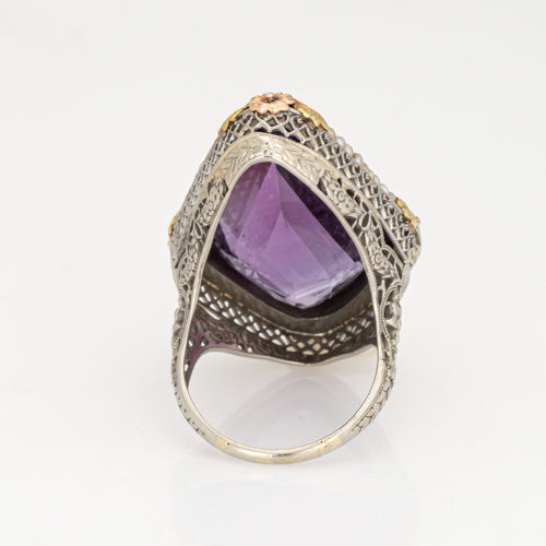 Bague 57 Art déco - Bague améthyste et perles en or blanc 18 carats 58 Facettes G13606